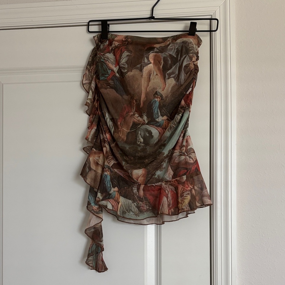 Artistic Print Ruffle Skirt